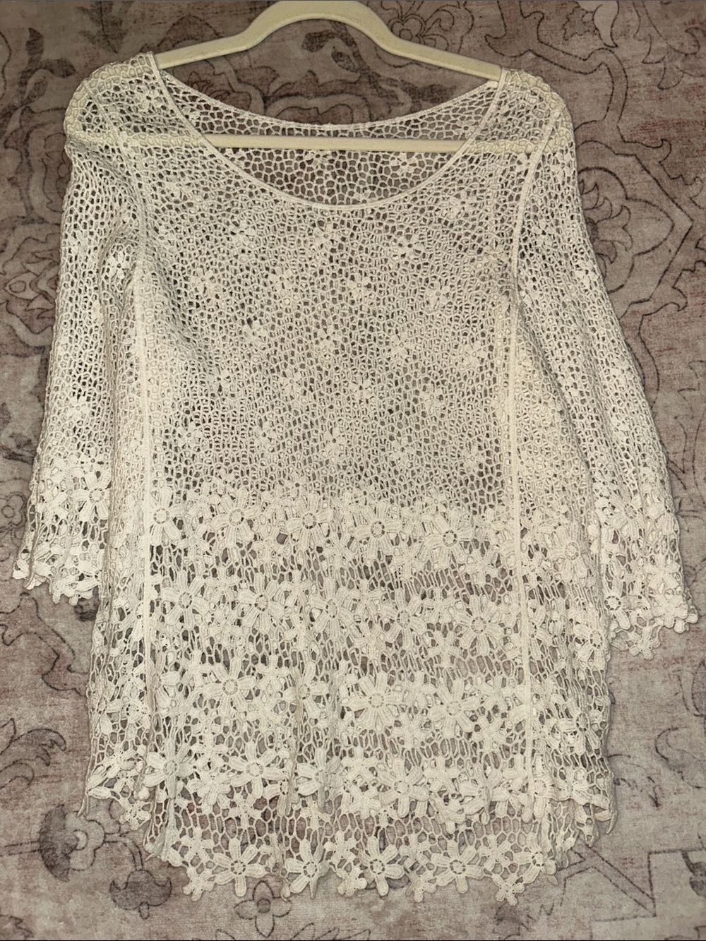 Ivory Crochet Swim Cover-Up Tunic